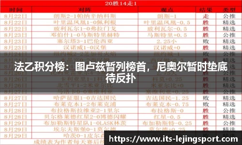 法乙积分榜：图卢兹暂列榜首，尼奥尔暂时垫底待反扑